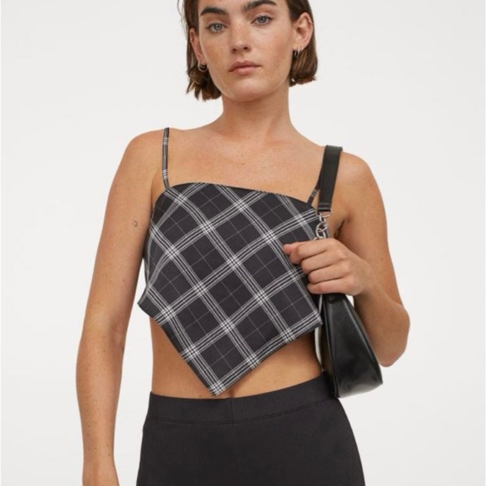Black and White Plaid Crop Top
